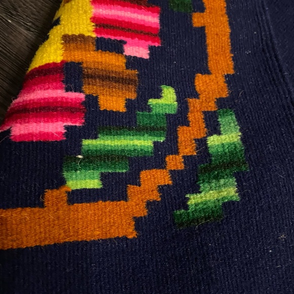 Zapotec Handwoven Bed Cover Topper Wall Tapestry 51"x78" Colorful Oaxaca Throw - Picture 9 of 16